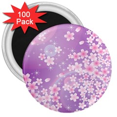 Japanese Sakura Background 3  Magnets (100 Pack) by Wegoenart