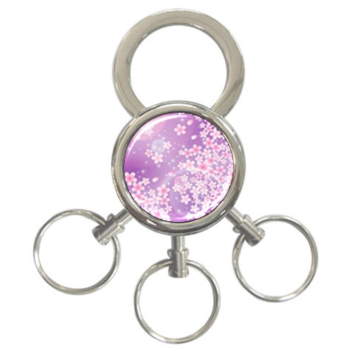 Japanese Sakura Background 3-Ring Key Chains