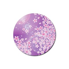 Japanese Sakura Background Rubber Coaster (round)  by Wegoenart