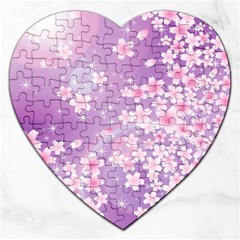 Japanese Sakura Background Jigsaw Puzzle (heart) by Wegoenart