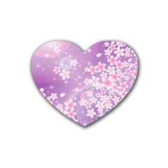 Japanese Sakura Background Heart Coaster (4 Pack)  by Wegoenart