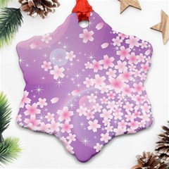 Japanese Sakura Background Snowflake Ornament (two Sides) by Wegoenart