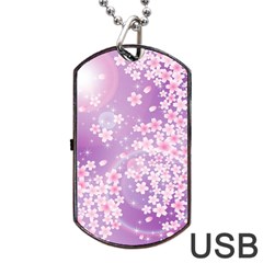 Japanese Sakura Background Dog Tag Usb Flash (two Sides) by Wegoenart