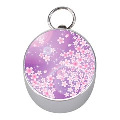 Japanese Sakura Background Mini Silver Compasses by Wegoenart