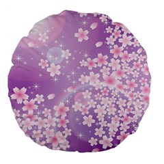 Japanese Sakura Background Large 18  Premium Flano Round Cushions by Wegoenart