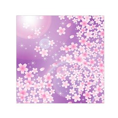 Japanese Sakura Background Small Satin Scarf (square) by Wegoenart