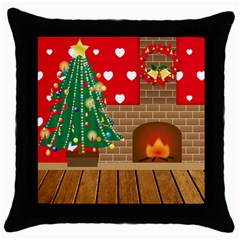 Christmas Room Living Room Throw Pillow Case (black) by Wegoenart