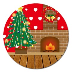 Christmas Room Living Room Magnet 5  (round) by Wegoenart