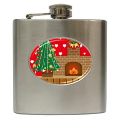 Christmas Room Living Room Hip Flask (6 Oz) by Wegoenart