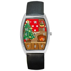 Christmas Room Living Room Barrel Style Metal Watch by Wegoenart