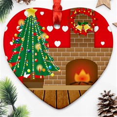 Christmas Room Living Room Heart Ornament (two Sides) by Wegoenart