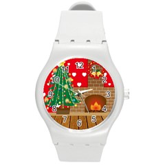 Christmas Room Living Room Round Plastic Sport Watch (m) by Wegoenart