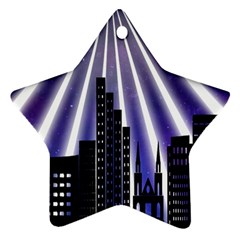 Superhero Background Lights City Star Ornament (Two Sides)