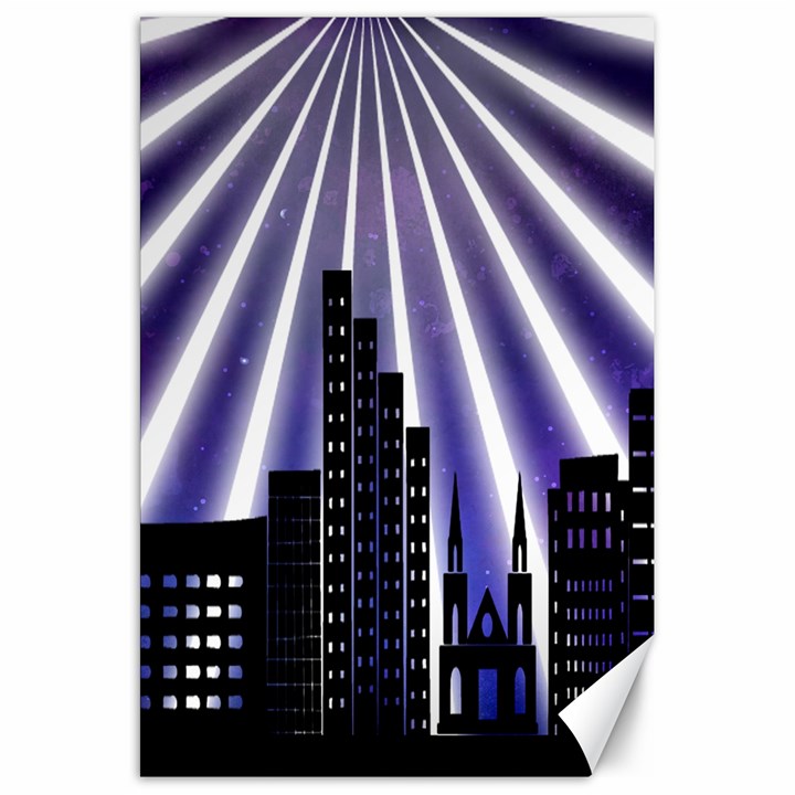 Superhero Background Lights City Canvas 20  x 30 