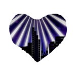 Superhero Background Lights City Standard 16  Premium Flano Heart Shape Cushions Back