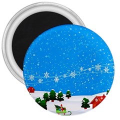 Elf On A Shelf In Sled Snowflakes 3  Magnets by Wegoenart