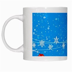 Elf On A Shelf In Sled Snowflakes White Mugs by Wegoenart