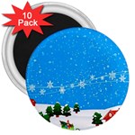 Elf On A Shelf In Sled Snowflakes 3  Magnets (10 pack)  Front