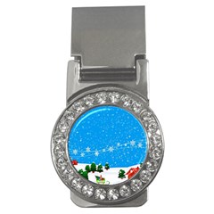 Elf On A Shelf In Sled Snowflakes Money Clips (cz)  by Wegoenart