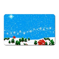 Elf On A Shelf In Sled Snowflakes Magnet (rectangular) by Wegoenart