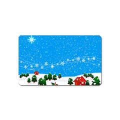 Elf On A Shelf In Sled Snowflakes Magnet (name Card) by Wegoenart