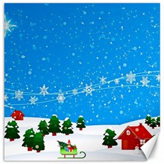 Elf On A Shelf In Sled Snowflakes Canvas 12  X 12  by Wegoenart