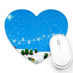 Elf On A Shelf In Sled Snowflakes Heart Mousepads by Wegoenart