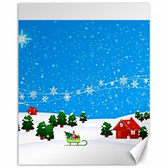 Elf On A Shelf In Sled Snowflakes Canvas 11  X 14  by Wegoenart