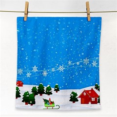 Elf On A Shelf In Sled Snowflakes Face Towel by Wegoenart