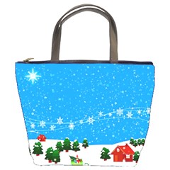 Elf On A Shelf In Sled Snowflakes Bucket Bag by Wegoenart