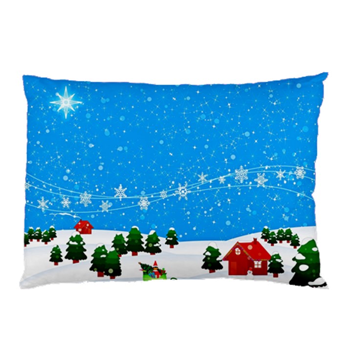 Elf On A Shelf In Sled Snowflakes Pillow Case