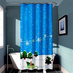 Elf On A Shelf In Sled Snowflakes Shower Curtain 36  X 72  (stall)  by Wegoenart