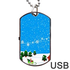 Elf On A Shelf In Sled Snowflakes Dog Tag Usb Flash (two Sides) by Wegoenart