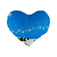 Elf On A Shelf In Sled Snowflakes Standard 16  Premium Heart Shape Cushions by Wegoenart