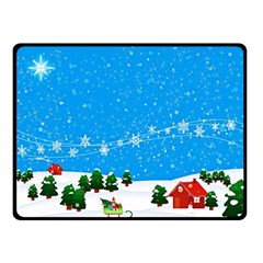 Elf On A Shelf In Sled Snowflakes Double Sided Fleece Blanket (small)  by Wegoenart