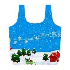 Elf On A Shelf In Sled Snowflakes Full Print Recycle Bag (l) by Wegoenart