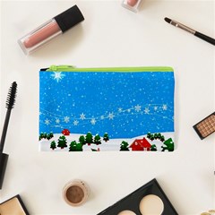 Elf On A Shelf In Sled Snowflakes Cosmetic Bag (xs)