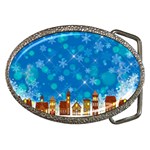 Winter Village Snow Brick Buildings Belt Buckles Front