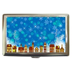 Winter Village Snow Brick Buildings Cigarette Money Case