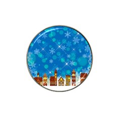 Winter Village Snow Brick Buildings Hat Clip Ball Marker