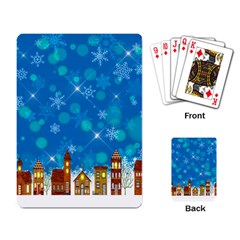 Winter Village Snow Brick Buildings Playing Cards Single Design by Wegoenart