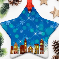 Winter Village Snow Brick Buildings Star Ornament (Two Sides)