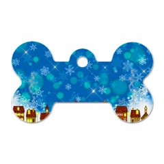 Winter Village Snow Brick Buildings Dog Tag Bone (two Sides) by Wegoenart