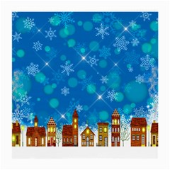 Winter Village Snow Brick Buildings Medium Glasses Cloth by Wegoenart