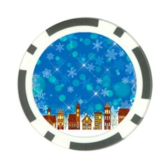 Winter Village Snow Brick Buildings Poker Chip Card Guard