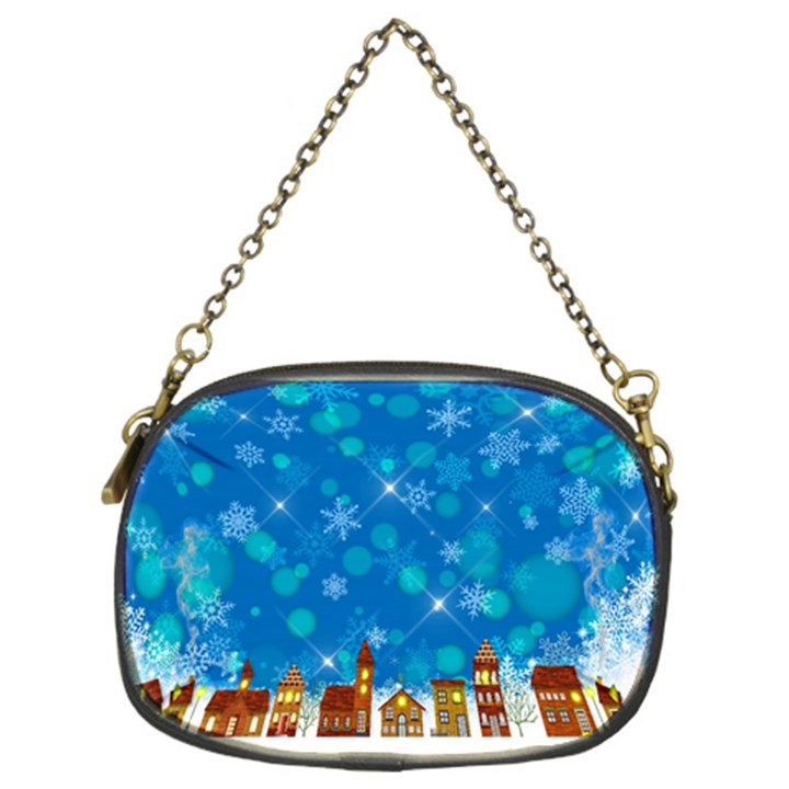 Winter Village Snow Brick Buildings Chain Purse (Two Sides)