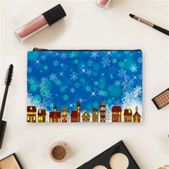 Winter Village Snow Brick Buildings Cosmetic Bag (Medium)