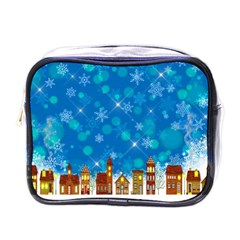 Winter Village Snow Brick Buildings Mini Toiletries Bag (One Side)