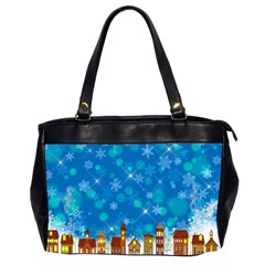 Winter Village Snow Brick Buildings Oversize Office Handbag (2 Sides)