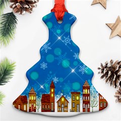 Winter Village Snow Brick Buildings Christmas Tree Ornament (Two Sides)